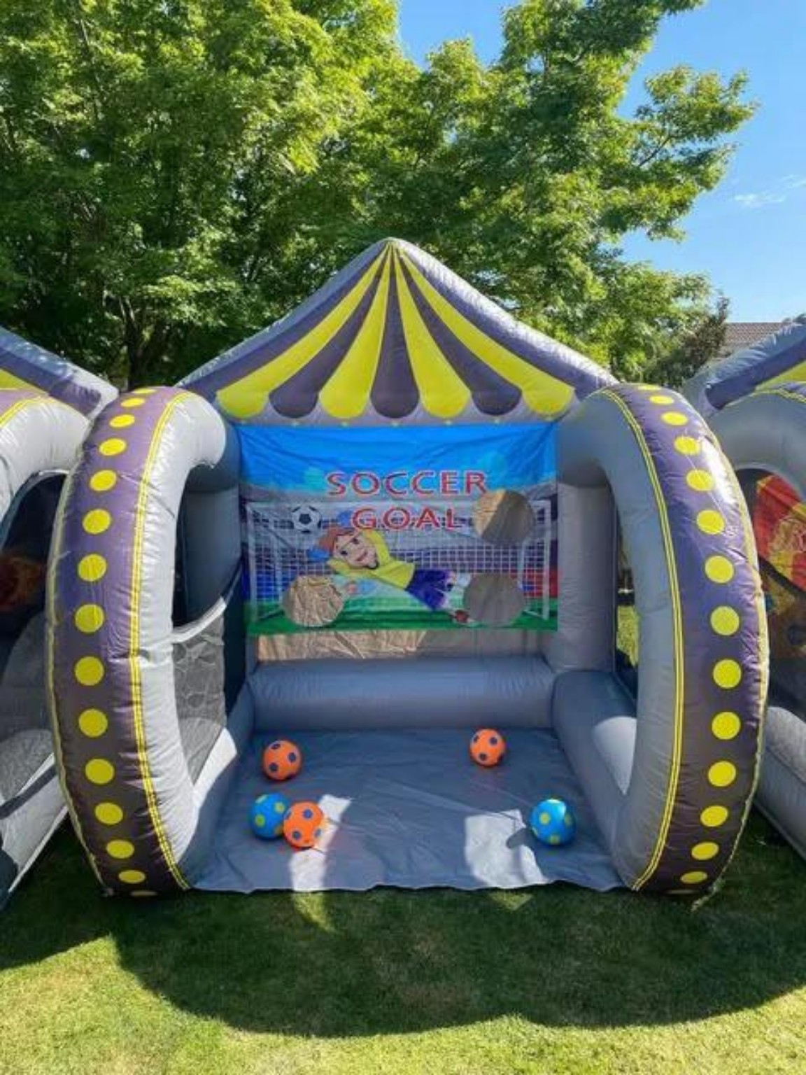 North Vic Party Hire inflatable soccer goal game set up outdoors